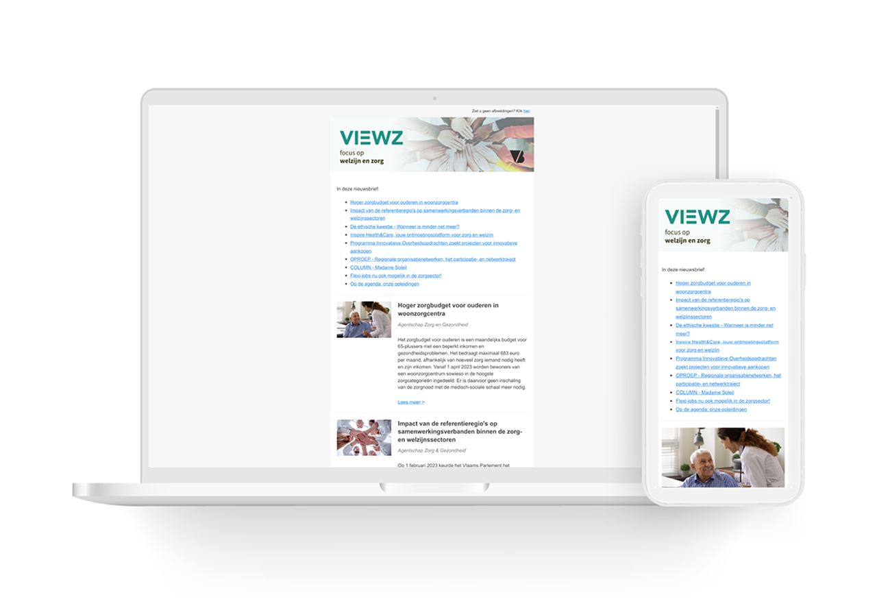 Schrijf u in op de nieuwsbrief "VIEWZ | Focus op welzijn en zorg"
